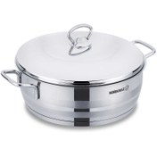 تصویر قابلمه کوتاه سایز 36 استیل کرکماز مدل آسترا مگا KORKMAZ ASTRA MEGA 36 × 16 cm Low Casserole