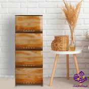 تصویر فایل کشویی تسا مدل مارینا ۴ طبقه با طرح چوب از پلاستیک 