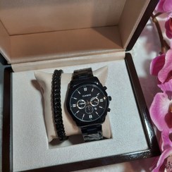 تصویر ساعت مچی مردانه کاسیو Casio طرح سه موتور مشکی همراه دستبند کارتیر 