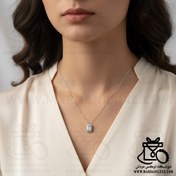 تصویر گردنبند مینیمال استیل پلاک کریستالی 