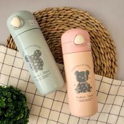 تصویر قمقمه فلاسکی کودک نی دار استیل دوجداره ۳۵۰ میل 