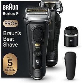 تصویر Braun Series 9 Pro+ Mens Electric Electric با 5 عنصر تراشیدهای حرفه ای ، موهای بلند و تمیز کننده مو ، 60 دقیقه زمان در حال اجرا ، ساخته شده در آلمان ، 9560 سی سی ، سیاه Braun Series 9 Pro+ Mens Electric Shaver with 5 Pro Shaving Elements, Long Hair Trimmer ProTrimmer &amp; Cleaning Station, 60 Minutes Running Time, Made in Germany, 9560cc, Black