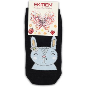 تصویر جوراب مچی Ekmen اکمن کف طرح دار خرگوش بامزه مشکی 