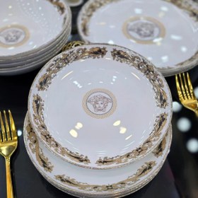 تصویر سرویس غذاخوری 28 پارچه ی ورساچه Dining service 28 pieces of Versace fabric