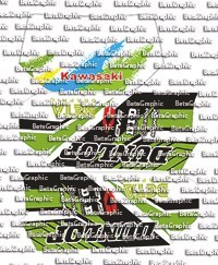 تصویر برچسب، خط کشی ، کاور بدنه موتورسیکلت کاوازاکی KDX 200 decals and sticker kit for kawasaki KDX 200 cc