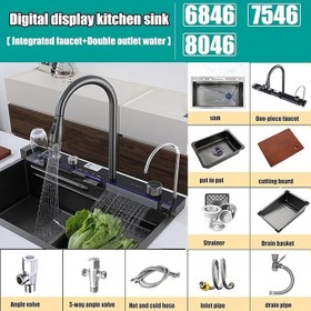 تصویر انواع سینک ظرفشویی آبشاری برند Hyshin - 7 کلید Piano sink with 7-5 built-in keys