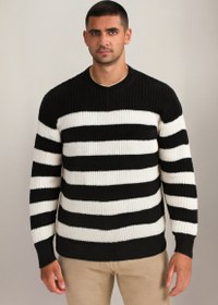 تصویر بافت مردانه راه راه - طوسی / فری سایز 