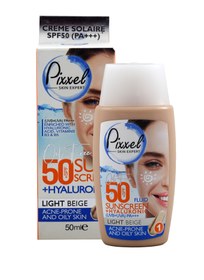 تصویر کرم ضد آفتاب رنگ بژ روشن پیکسل پوست چرب حجم 50 میل Pixxle Sunscreen Cream For Acne Prone And Oily Skin 50ml