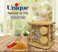 تصویر ادویه 8تایی گردون ایستاده مربع چوبی UN-6109