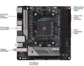 تصویر مادربرد ASRock B550M-ITX/AC ASRock B550M-ITX/AC AM4 AMD B550 SATA 6Gb/s Mini ITX AMD Motherboard