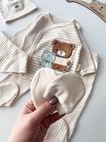 تصویر ست ۵تیکه تدی راه راه ترک 