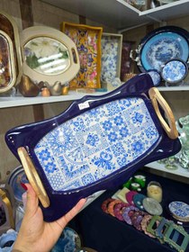 تصویر سینی رزین دسته طلایی - س 