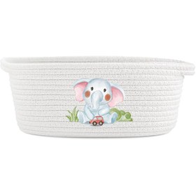 تصویر سبد وسایل کودک قیطان دوزی شده مدل بچه فیل 