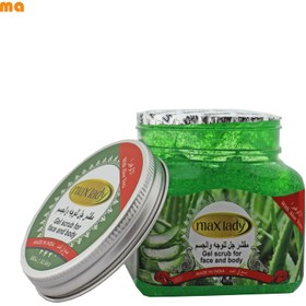 تصویر ژل اسکراب صورت و بدن آلوئه‌ورا مکس لیدی حجم 300 میلی لیتر Max Lady Aloe vera Face and Body