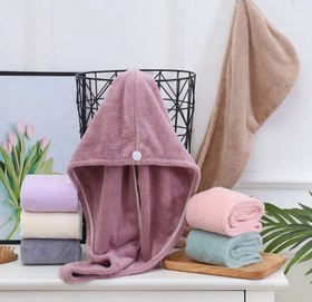 تصویر حوله سر حمام دکمه دار 