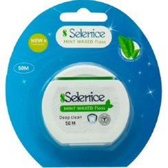 تصویر نخ دندان سلنایس مدل نعنایی 50 متر MINT WAXED FLOSS SELENICE 50 M