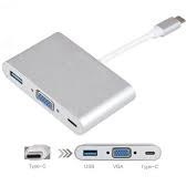 تصویر مبدل USB C به USB 3.0/VGA/USB C - نقره ای 