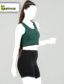 تصویر ست نیمتنه شورتک ورزشی زنانه کد 004 Womens sports shorts bra set code 004