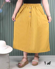 تصویر دامن لینن دوجیب# 7058 