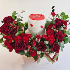 تصویر ست گل و کیک باکس سفالی 