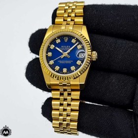 تصویر ساعت مچی زنانه رولکس دیت جاست طلایی صفحه آبی Rolex Datejust RXS4861 