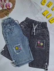 تصویر شلوارک برمودا جین طرح خورشید دخترانه 