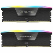 تصویر رم کامپیوتر کورسیر دو کاناله Vengeance RGB فرکانس 6000 مگاهرتز DDR5 تایمینگ CL38 حافظه 64 گیگابایت Corsair Vengeance RGB Dual Channel CL38 6000MHz DDR5 64GB Computer RAM