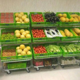 تصویر Wheeled fruit and vegetable stand set with 8 baskets, 2 baskets on each floor 