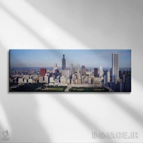 تصویر تابلو دکوراتیو Chicago, Illinois, USA,نمای هوایی از ساختمان ها در شهر… اثر پانورامیک ایمجز - بوم گالری ایماژ / 90x30 / بوم کلاف‌شده Aerial view of buildings in a city BY Panoramic Images