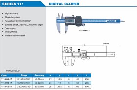 تصویر کولیس دیجیتال آکاد مدل 111-006-17 گستره 0 -150 میلیمتر 