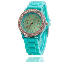 تصویر ساعت مچی زنانه نگین دار جنوا 03 Light green GENEVA WOMEN WATCH