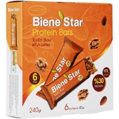 تصویر پروتئین بار کتو بسته ۶ عددی وزن ۲۴۰ گرم 