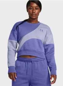 تصویر سویشرت کلاهدار کوتاه فلیس اسنشیال برند under armour Essential Fleece Crop Crew Sweatshirt