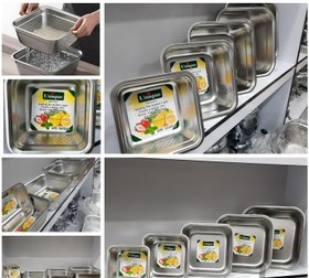 تصویر آبکش و لگن استیل مربعی یونیک ۲۲ پارچه 