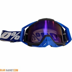 تصویر عینک موتور سواری کراسی 100% رنگ آبی مدل BLUE 102 Blue 100% cross motorcycle riding glasses model BLUE 102