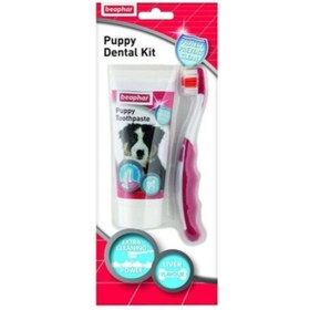 تصویر ست بهداشت دندان توله‌سگ - خمیردندان با طعم کبد برند beaphar Puppy Dental Kit -Toothpaste Liver Flavour