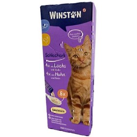 تصویر بستنی گربه وینستون با طعم مرغ و ماهی سالمون 8 عددی Winston