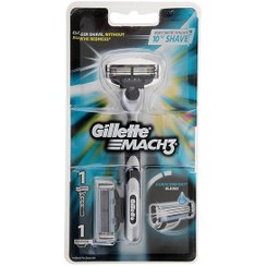 تصویر خود تراش سه لبه مناسب آقایان به همراه 1 عدد تیغ یدکی ژیلت GILLETTE Mach 3 Men's Razor & Blade Refill 3Pcs