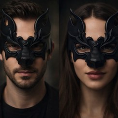 تصویر نقاب بالماسکه زنانه و مردانه کیتسونه ژاپنی کد 294 