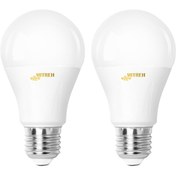 تصویر لامپ ال ای دی ۹ وات حبابی بسته ۲ عددی 