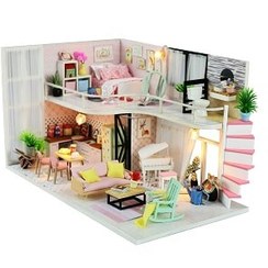 تصویر خانه عروسکی مینیاتوری مدل M035 طرح ملودی صورتی 