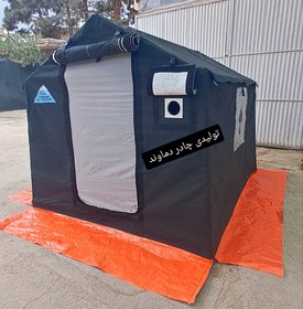 تصویر چادر برزنتی کمپینگ اسکلتی عشایری ۶متری با لوله اسکلت و کیف ۲در۳ برند دماوند Tent damavand