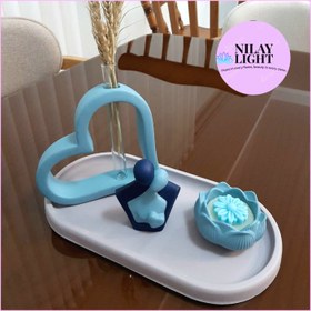 تصویر ست دکوری سنگ مصنوعی آبی مه اقیانوسی ۴پارچه کد۶ 