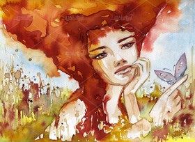 تصویر عکس با کیفیت دختر با موی نارنجی کارتون 