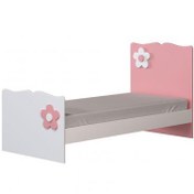 تصویر تخت خواب دخترانه فانتزی سفید صورتی نرگس 