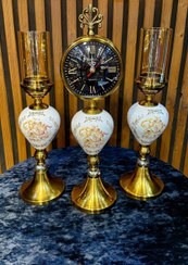 تصویر شمعدان و ساعت تنه چینی فرشته 