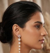 تصویر گوشواره مرواریدی آویزی 