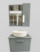 تصویر کابینت روشویی طوسی مدل بامبو به همراه آینه وباکس 