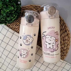 تصویر قمقمه فلاسکی کودک نی دار استیل دوجداره ۴۵۰ میل 