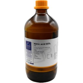 تصویر نیتریک اسید 65 درصد گرید Extra pure یک لیتری بطری شیشه ای دکتر مجللی Nitric acid 65% 1 Lit, Grade Extera pure, Glass Bottle DR. MOJALLALI